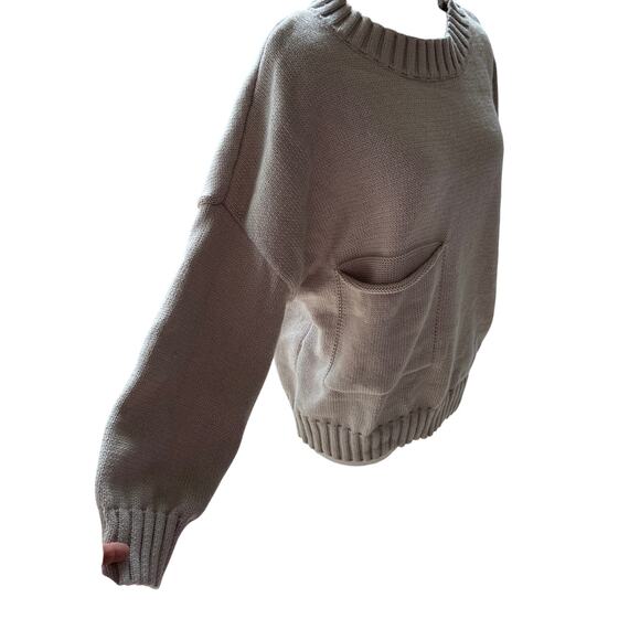 Unique Beige/Tan Knit Crew Neck Sweater Size L - Picture 2 of 6